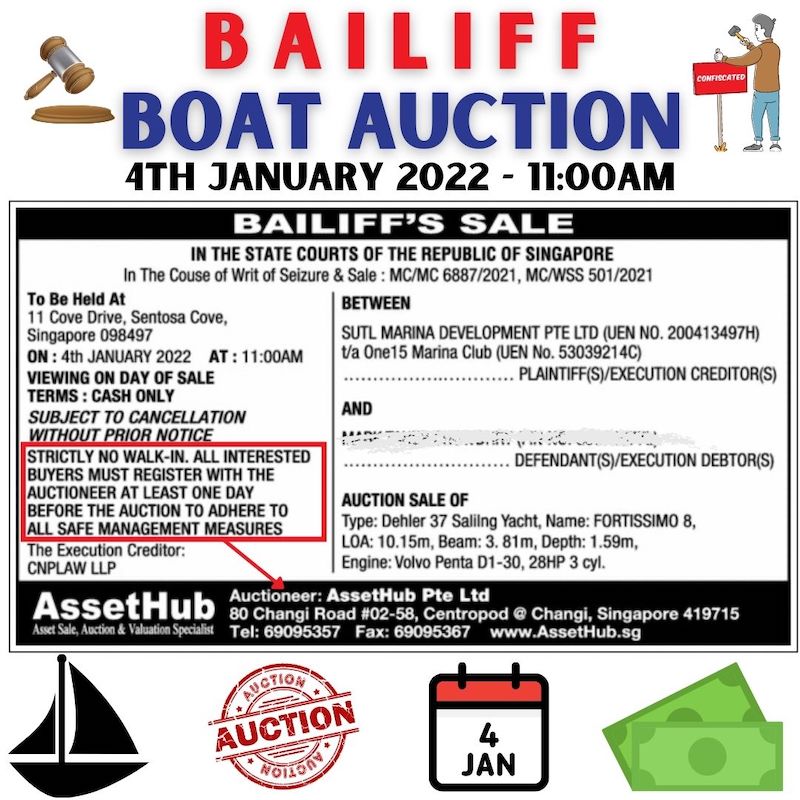 Bailiff’s Sale – Boat Auction – 4 January 2022